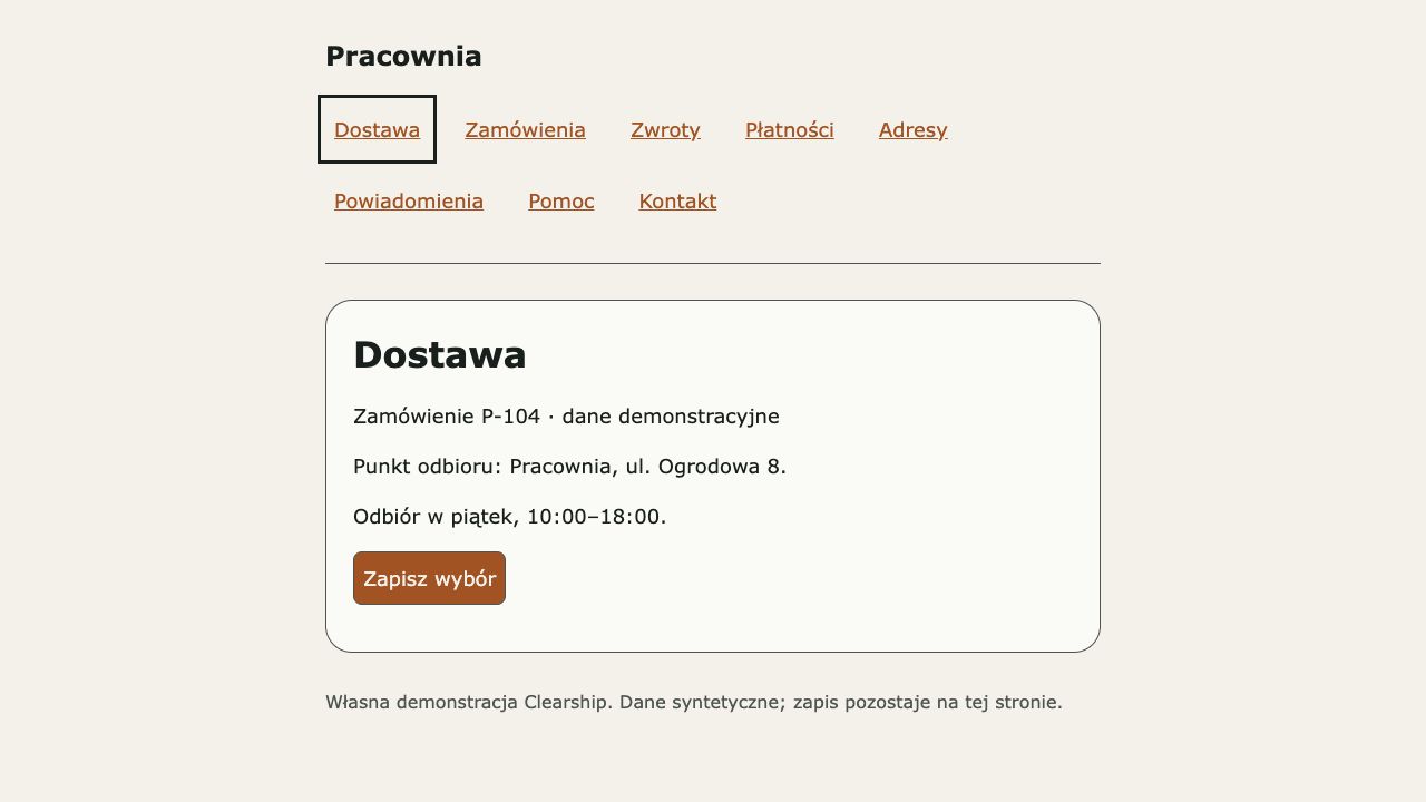 Bad po następnym Tab: fokus na pierwszym linku menu Dostawa.