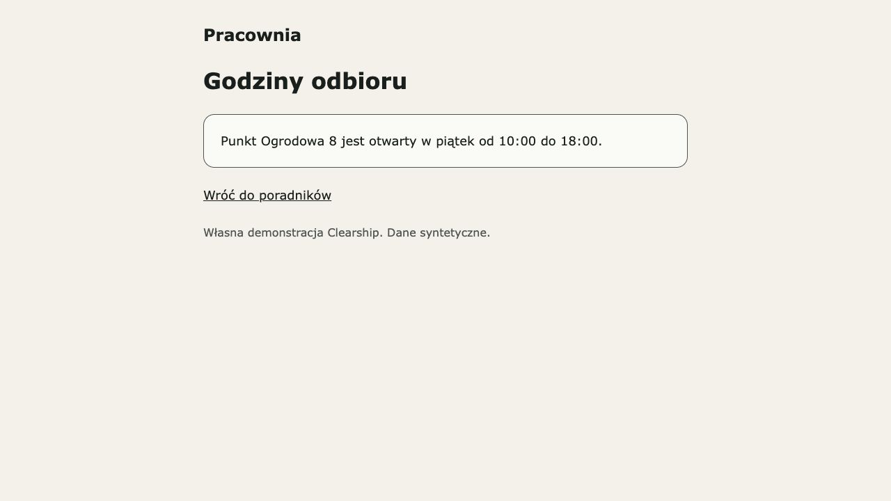 Good po Tab i Enter: otwarte Godziny odbioru punktu Ogrodowa 8.
