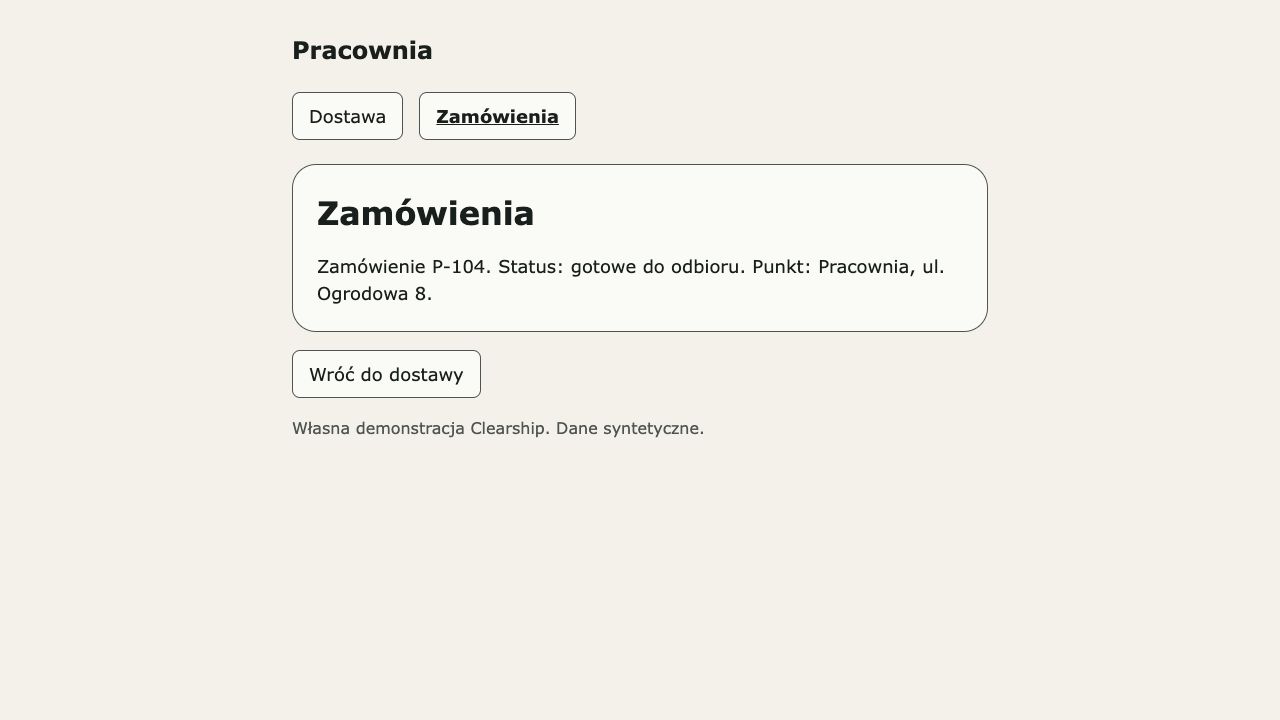 Good Zamówienia po kliknięciu; tytuł dokumentu poza kadrem.