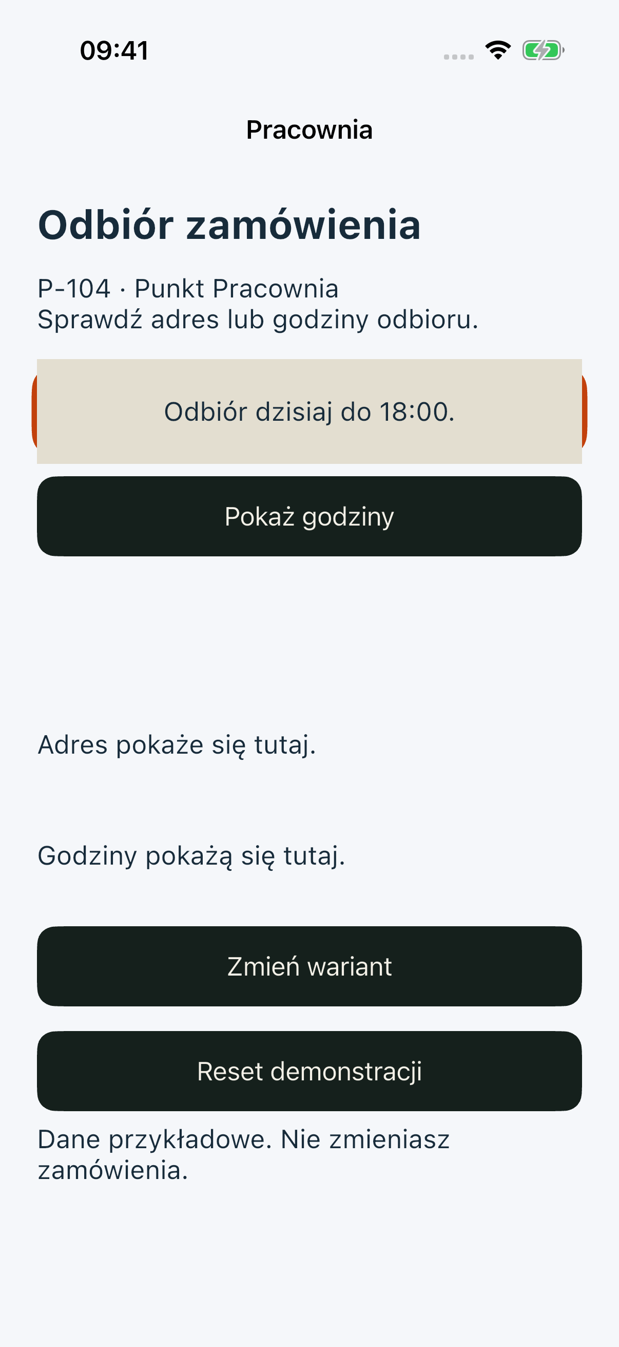 iOS Simulator: powiadomienie całkowicie zakrywa Pokaż adres po Tab; po bokach pozostają fragmenty zewnętrznego obrysu