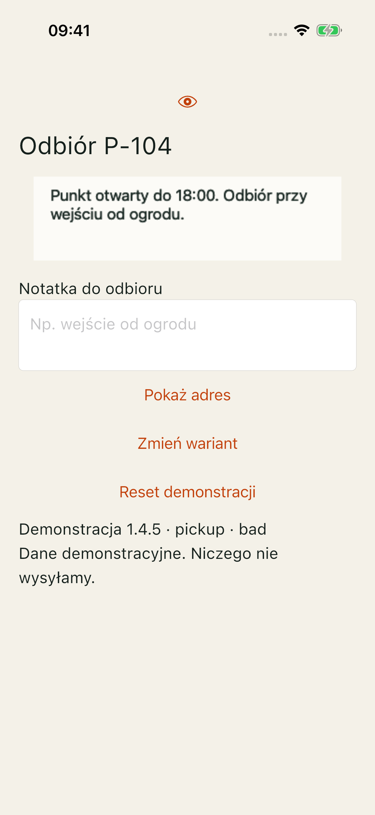 Pracownia iOS: instrukcja godziny i wejścia przedstawiona rastrem PNG, pola i przyciski są normalnymi kontrolkami.