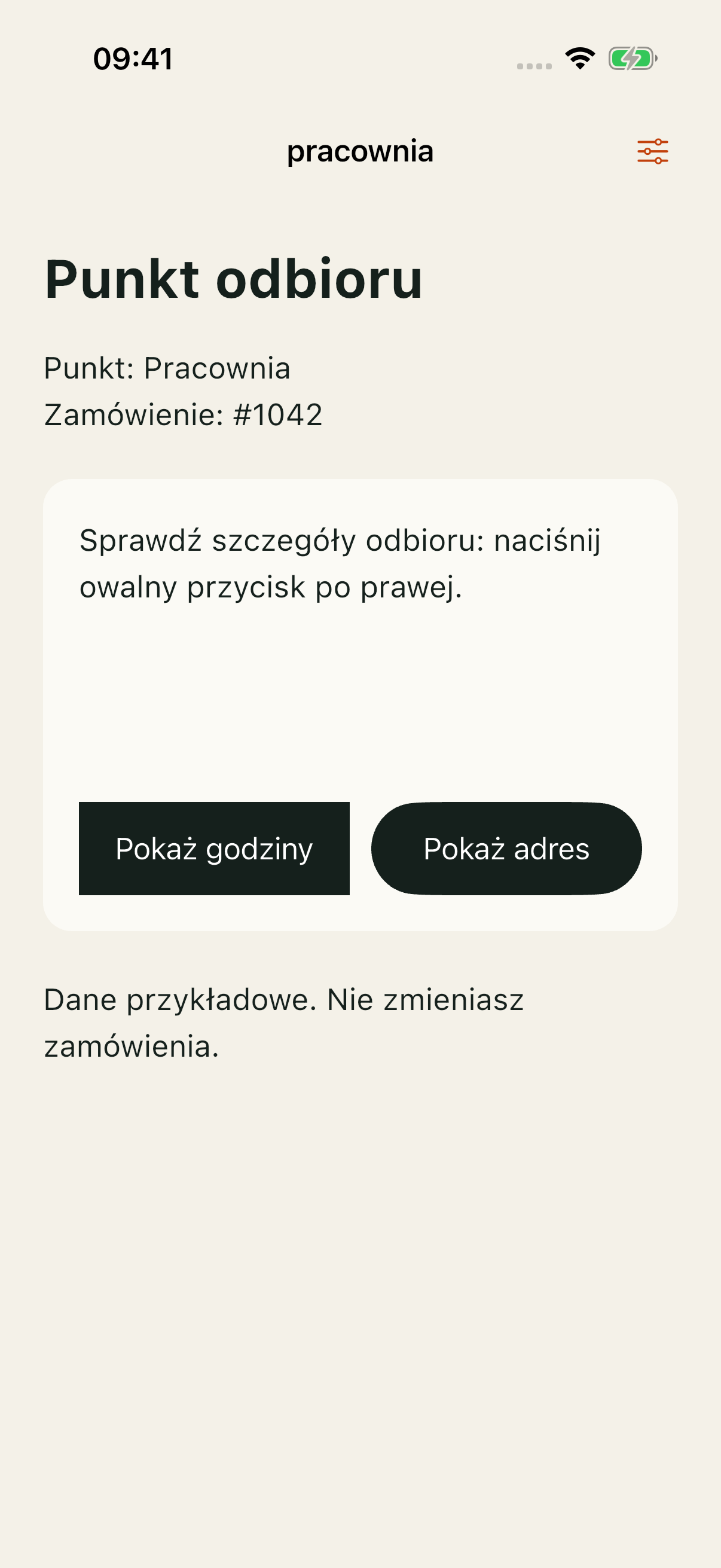iOS Simulator, błędny wariant: instrukcja wskazuje wyłącznie owalny przycisk po prawej, choć oba przyciski mają nazwy.