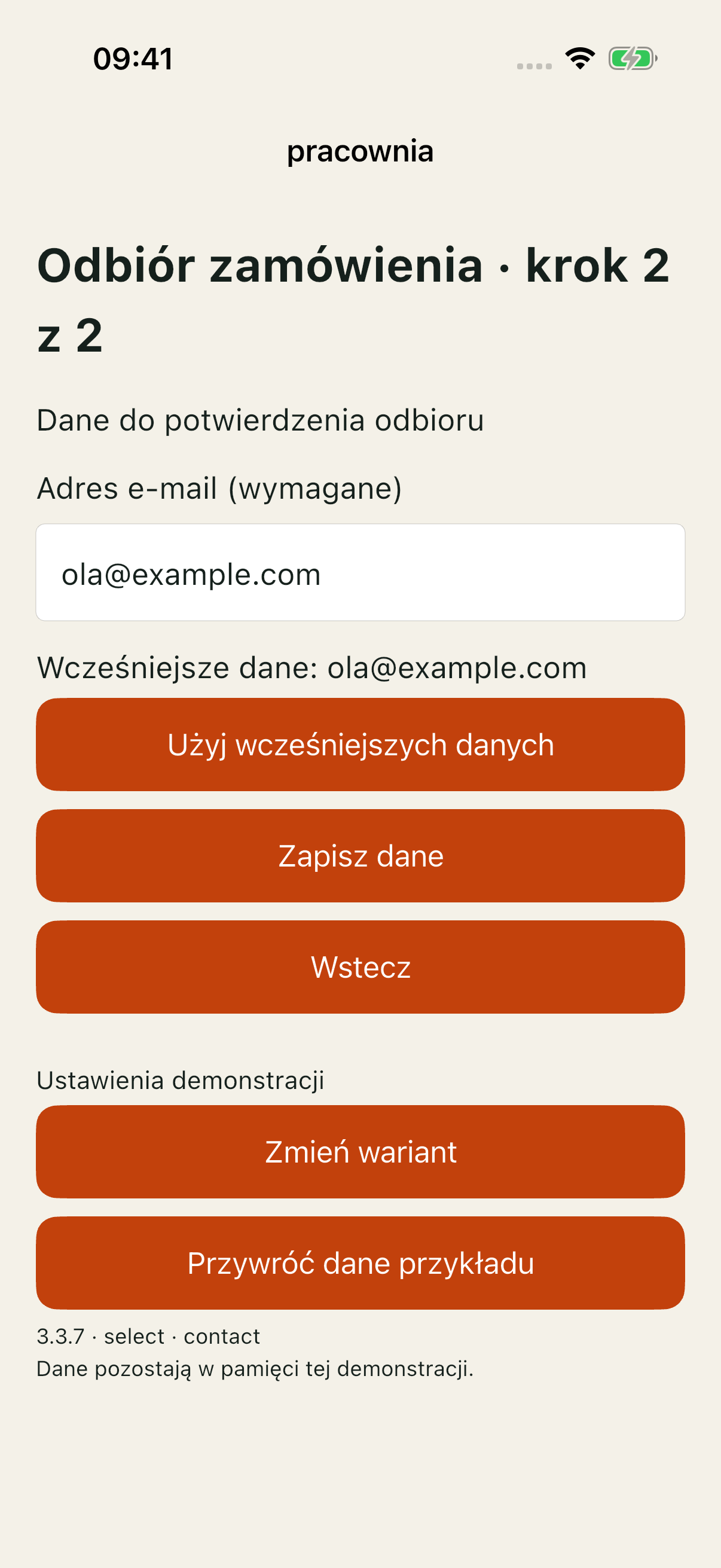 iOS select po dotknięciu: wcześniejszy adres znalazł się w polu.