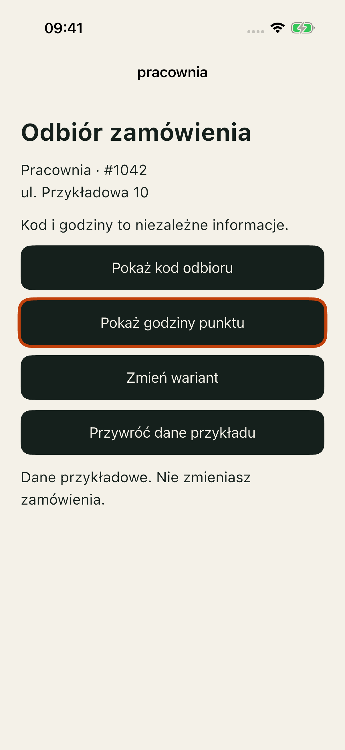 Control: pierwszy Tab na godzinach mimo wizualnie wcześniejszego kodu.