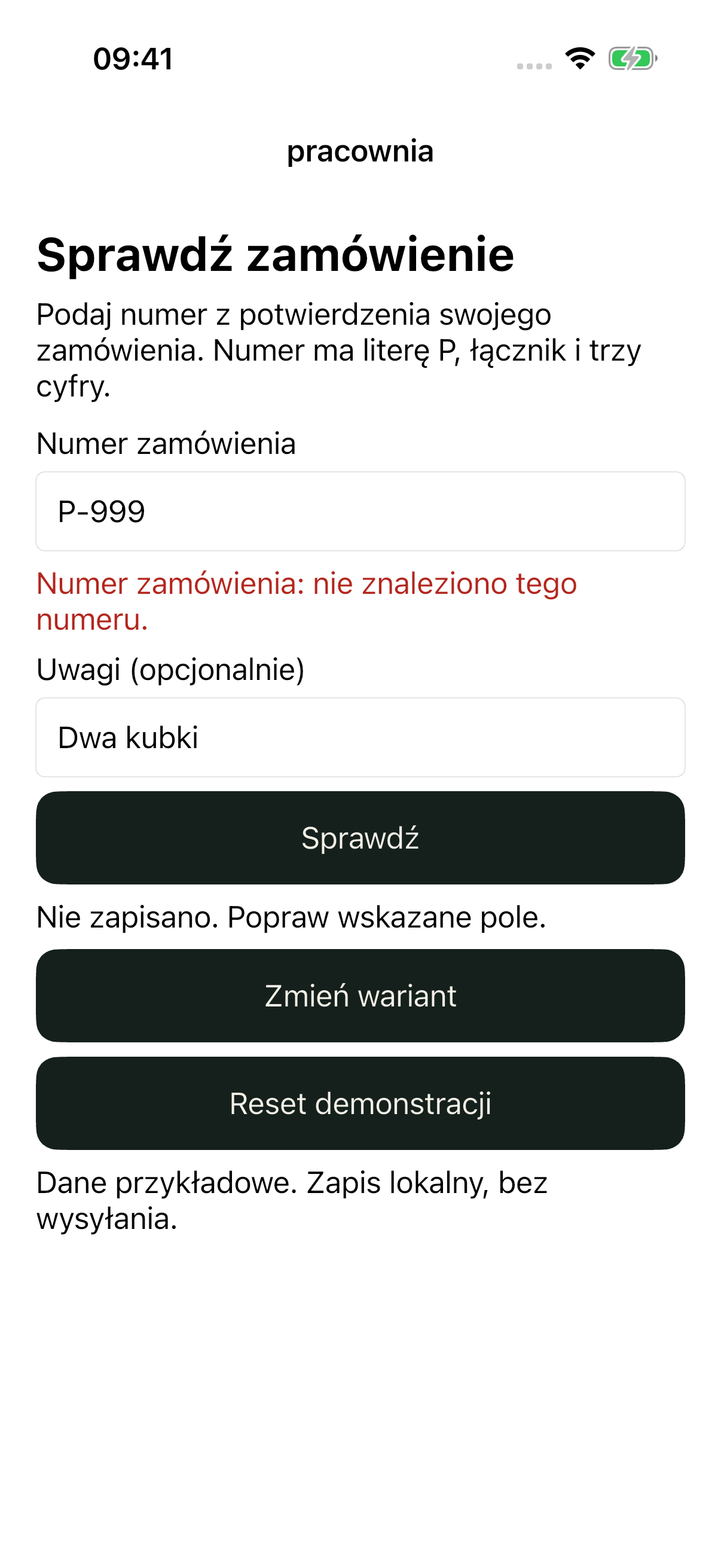 iOS control: nieznany P-999, instrukcja znalezienia własnego numeru w potwierdzeniu.