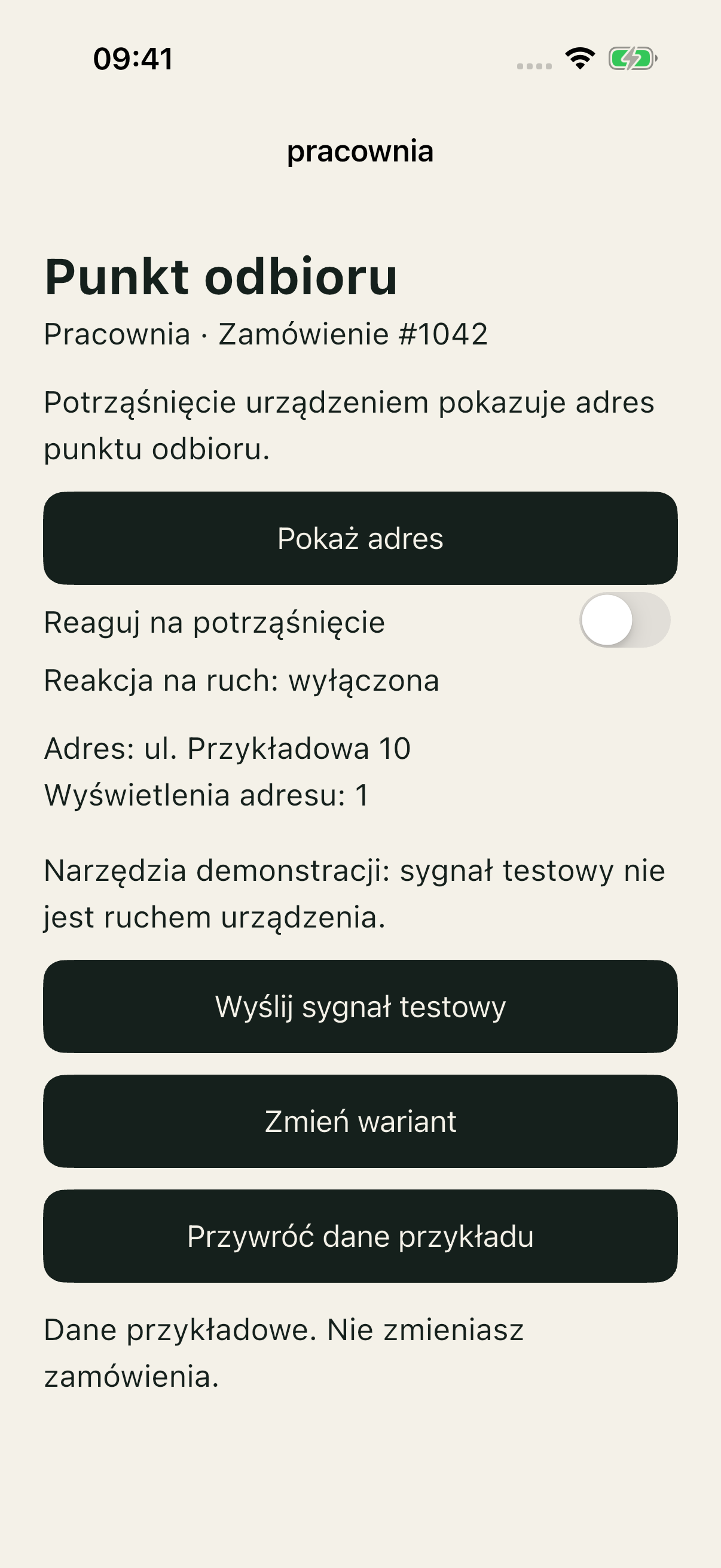 Good po wyłączeniu reakcji i trzech wiadomościach: adres pozostaje, licznik 1.