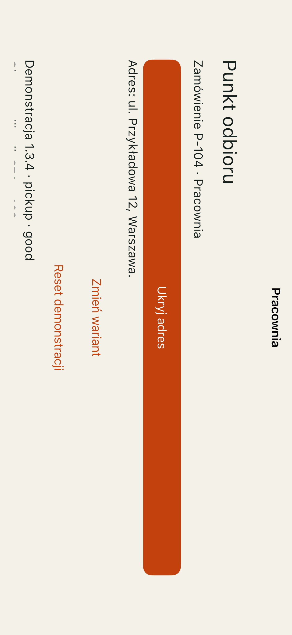 iOS Simulator, good po symulowanym obrocie do landscapeLeft; adres zachowany i treść w poziomie.