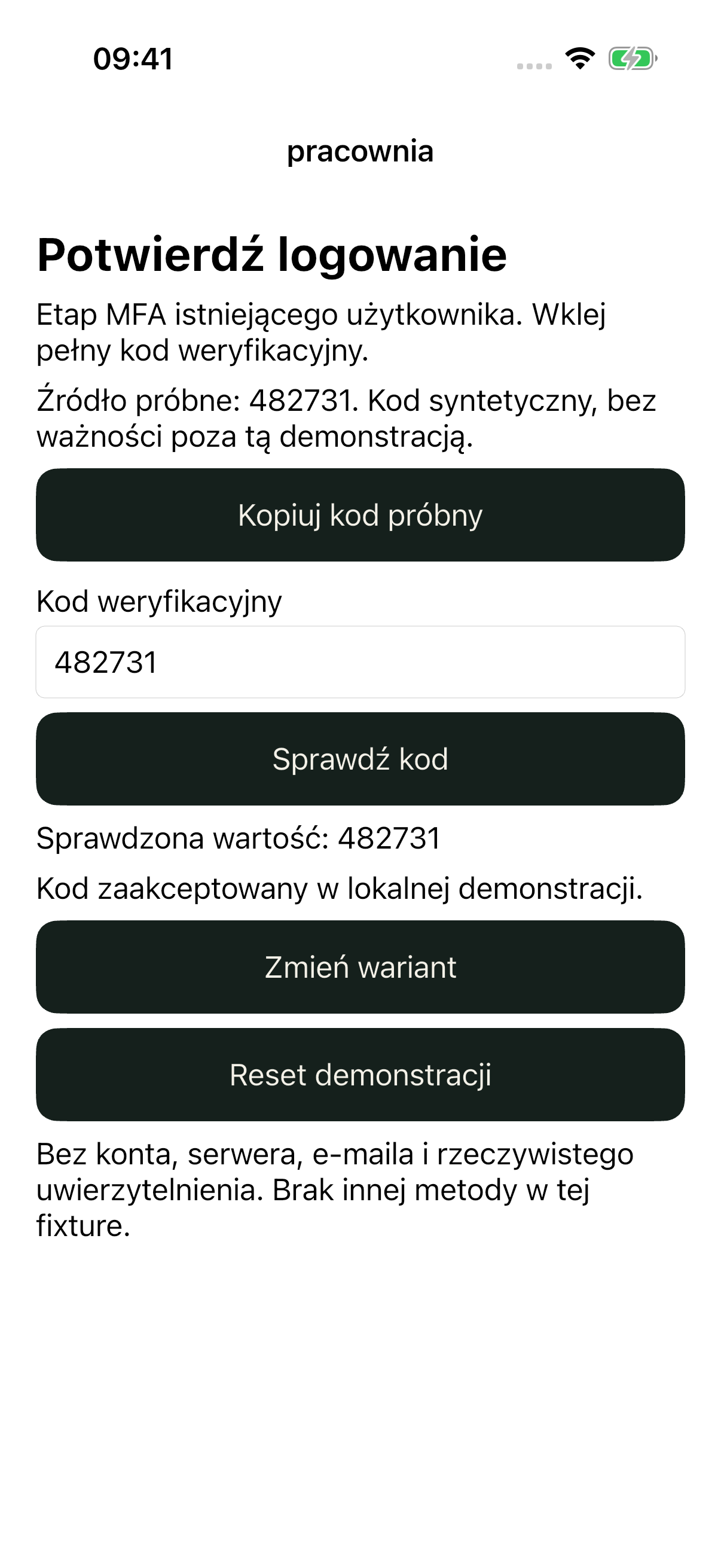 iOS good: pełny kod próbny 482731 i zaakceptowany lokalny rekord.