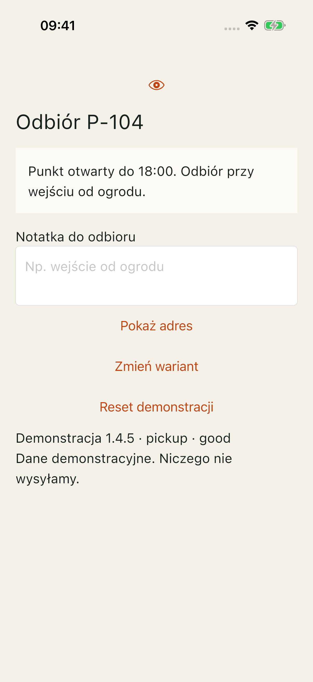 Pracownia iOS: ta sama instrukcja jako widoczny żywy tekst.