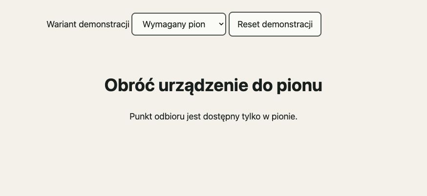 WWW bad: w poziomym viewporcie treść zastępuje komunikat obrotu.