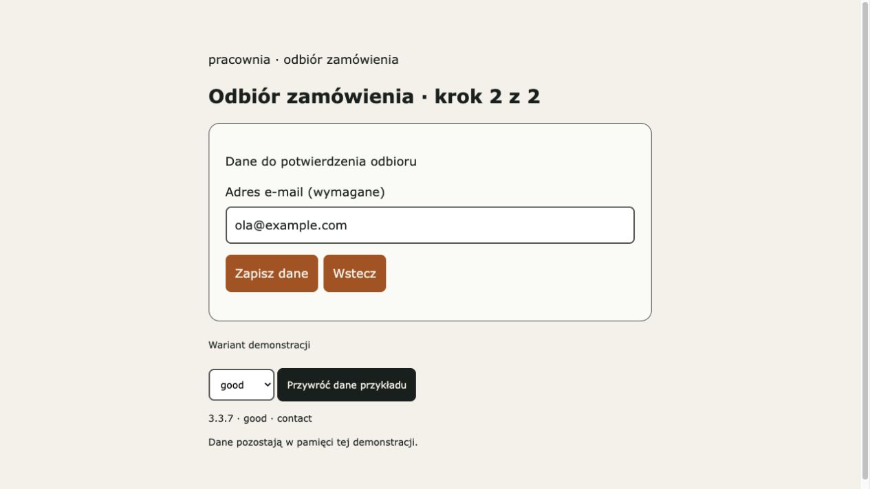 Web contact good: wcześniejszy adres uzupełniony w drugim kroku.